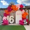 203pcs Pink Orange Balloon Garland Arch Kit, Hot Pink Orange Metallic Gold Latex Balloons for Tropical Engagement Bridal Shower Bachelorette Birthday Party Balloons Decorations